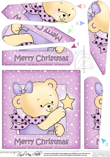 Cute Hunney Bear Rosie has a Christmas Star - Fan Pyramage Topper