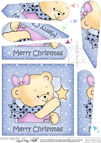 Cute Hunney Bear Rosie has a Christmas Star - Fan Pyramage Topper