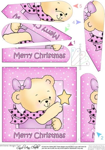 Cute Hunney Bear Rosie has a Christmas Star - Fan Pyramage Topper