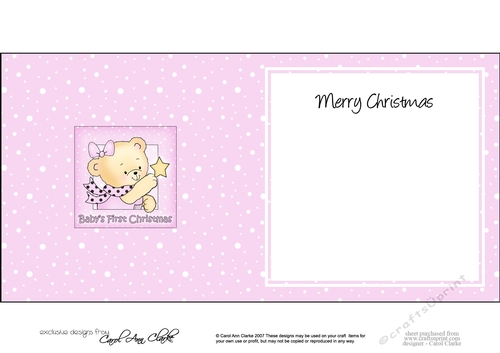 Cute Hunney Bear Rosie has a Christmas Star Babys 1st Christmas square landscape insert