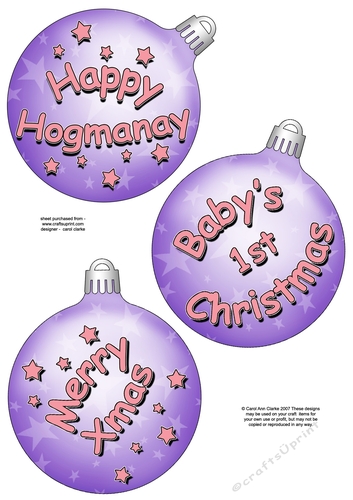 3D Christmas Bauble Decoupage Sheet