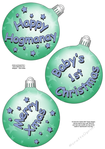 3D Christmas Bauble Decoupage Sheet