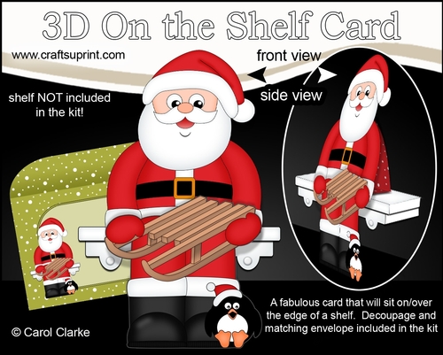 3D Christmas On the Shelf Card Kit -  Christmas Santa goes Sledging