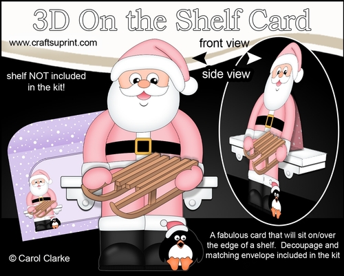 3D Christmas On the Shelf Card Kit -  Christmas Santa goes Sledging