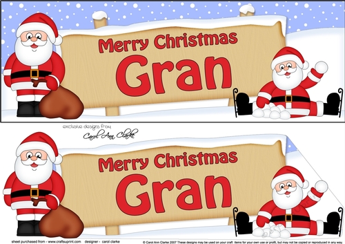 large DL Merry Christmas GRAN Santa 3D decoupage