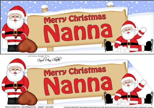 large DL Merry Christmas NANNA Santa 3D decoupage
