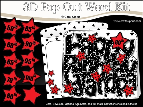 3D Happy Birthday GRANDPA Stars with Ages  50 to 100 Pop Out Word Card 