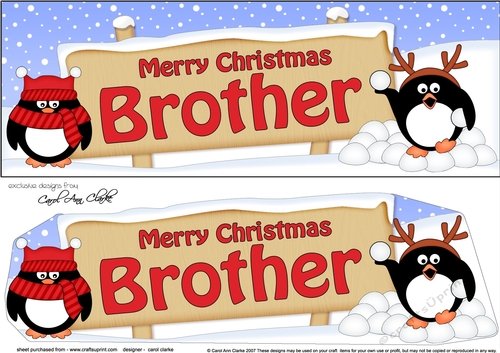 large DL Merry Christmas BROTHER Penguins 3D decoupage
