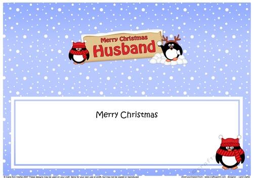 large DL Merry Christmas HUSBAND Penguins insert