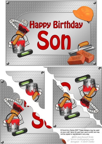 5x7 Handyman Tools Happy Birthday SON Scallop Corner