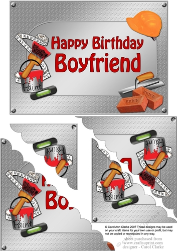 5x7 Handyman Tools Happy Birthday BOYFRIEND Scallop Corner