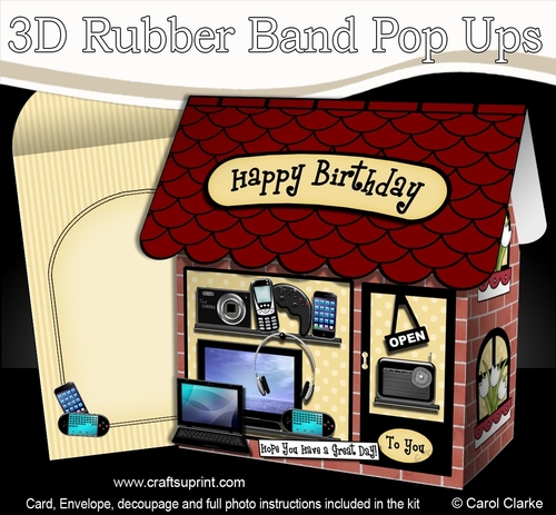 3D Shoppe Pop Up Rubber Band Card Kit  -  The Little Gadgets & Gizmos Shop