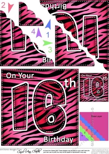 Fun Zebra Striped 16th Birthday Scalloped Corner Stacker