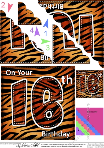 Fun Zebra Striped 16th Birthday Scalloped Corner Stacker