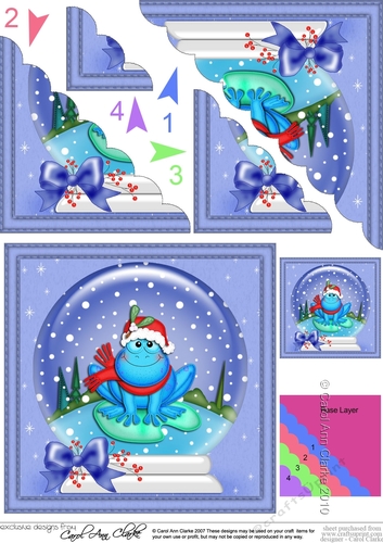 Christmas Freddy Frog wants a Festive Kiss Snowglobe Scallop Corner Stacker