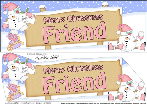 large DL Merry Christmas FRIEND Snowball Sam 3D decoupage