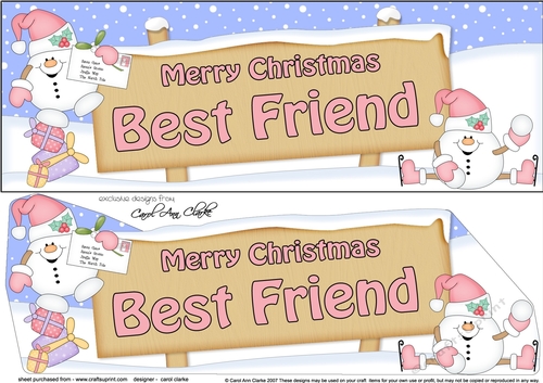 large DL Merry Christmas BEST FRIEND Snowball Sam 3D decoupage