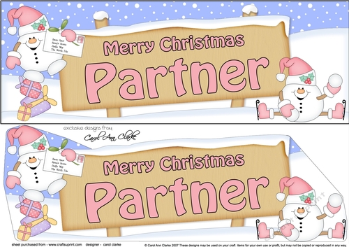 large DL Merry Christmas PARTNER Snowball Sam 3D decoupage