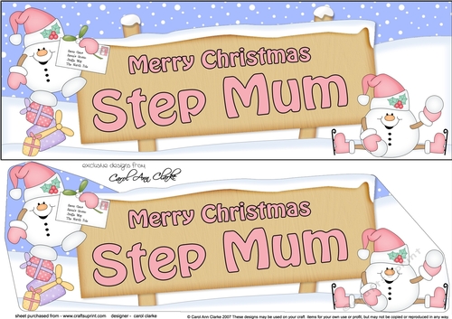 large DL Merry Christmas STEP MUM Snowball Sam 3D decoupage