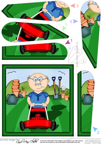 Old Man Bert mows the grass Fan Pyramage Topper