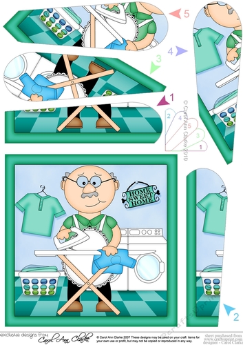 Old Man Bert does the ironing Fan Pyramage Topper