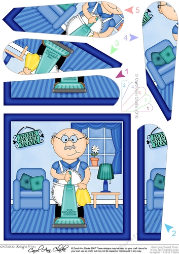 Old Man Bert does the housework Fan Pyramage Topper