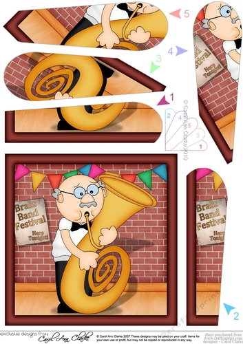 Old Man Bert plays the tuba Fan Pyramage Topper