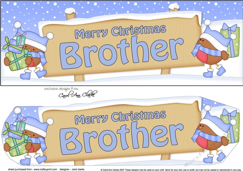 large DL Merry Christmas BROTHER Robins 3D decoupage
