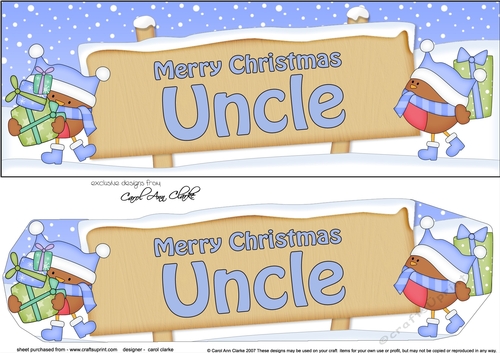 large DL Merry Christmas UNCLE Robins 3D decoupage