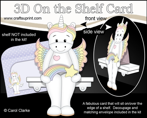 3D On the Shelf Card Kit - Cute Little Unicorn Rainbow