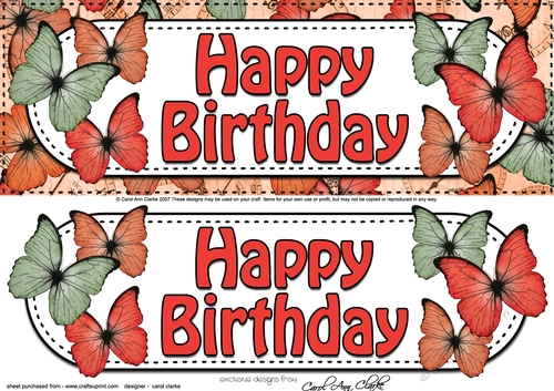 Large DL HAPPY BIRTHDAY Butterflies 3D decoupage