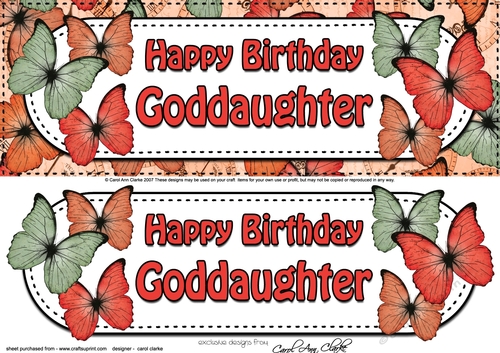 Large DL Happy Birthday GODDAUGHTER Butterflies 3D decoupage