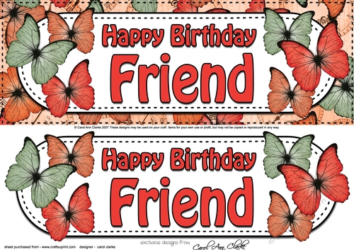 Large DL Happy Birthday FRIEND Butterflies 3D decoupage