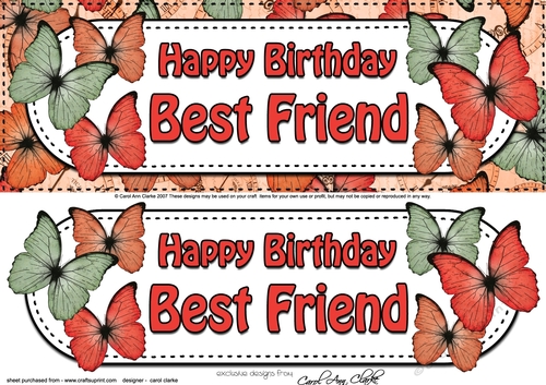 Large DL Happy Birthday BEST FRIEND Butterflies 3D decoupage
