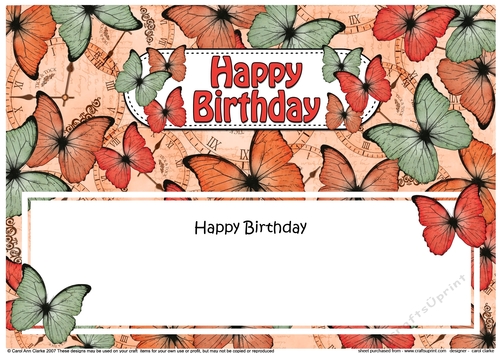Large DL Birthday HAPPY BIRTHDAY Butterflies matching insert