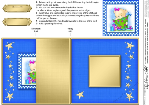 Cute Hunney Bear Rosie has a Christmas Tree No-Hole Fold Back Card