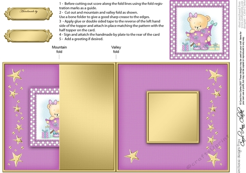 Cute Hunney Bear Rosie has a Christmas Tree No-Hole Fold Back Card