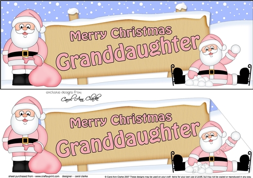 large DL Merry Christmas GRANDDAUGHTER Santa 3D decoupage