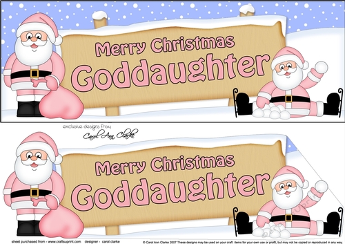 large DL Merry Christmas GODDAUGHTER Santa 3D decoupage