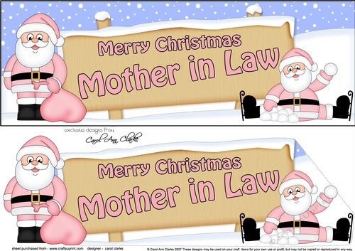 large DL Merry Christmas MOTHERIN LAW Santa 3D decoupage
