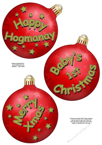 3D Christmas Bauble Decoupage Sheet