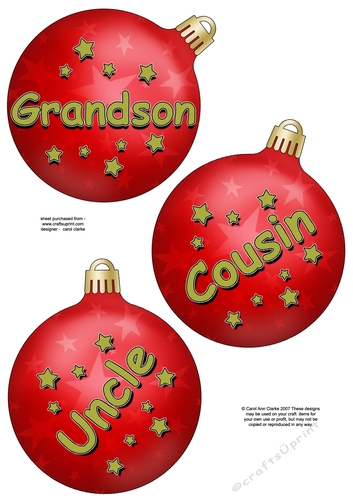 3D Christmas Bauble Decoupage Sheet
