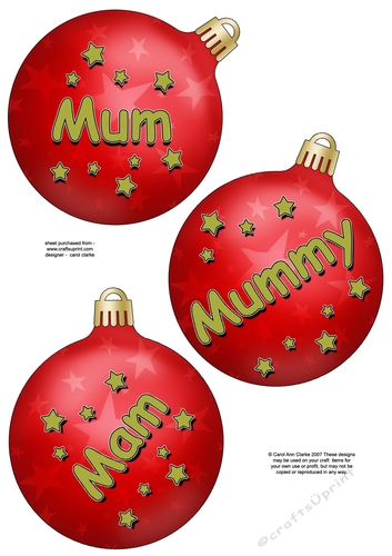 3D Christmas Bauble Decoupage Sheet