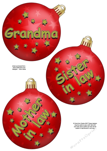 3D Christmas Bauble Decoupage Sheet