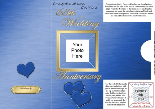 Add a Photo 65th Wedding Anniversary with easy fold frame