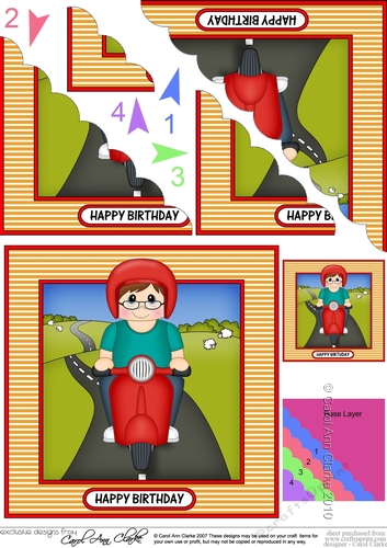 Scalloped Corner Stacker Topper - Scooter Rider