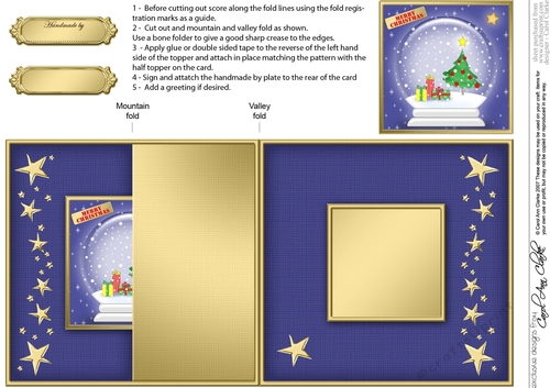 Christmas Tree Snowglobe No-Hole Fold Back Card