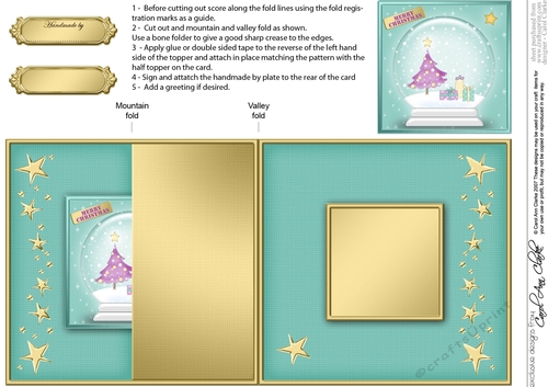Christmas Tree Snowglobe No-Hole Fold Back Card