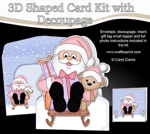 3D Shaped Christmas Card Kit  - Santa is delivering the Presents on his Sledge