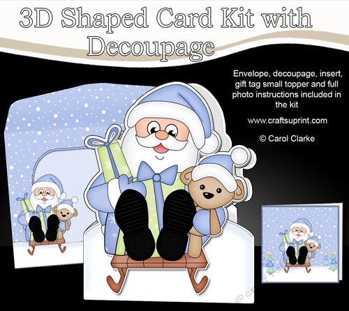 3D Shaped Christmas Card Kit  - Santa is delivering the Presents on his Sledge